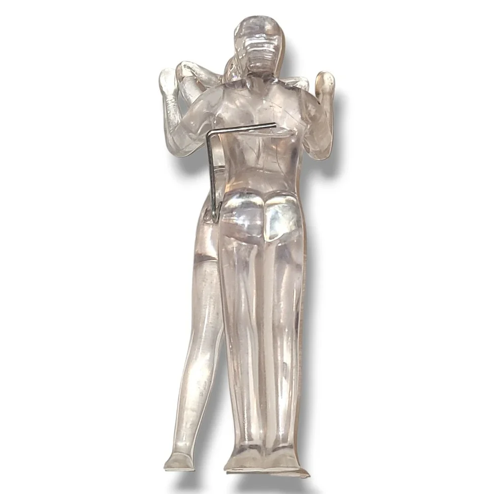 Vintage Clear Lucite Naughty Lovers Jumbo Paper Clip Clamp‎ Hong Kong